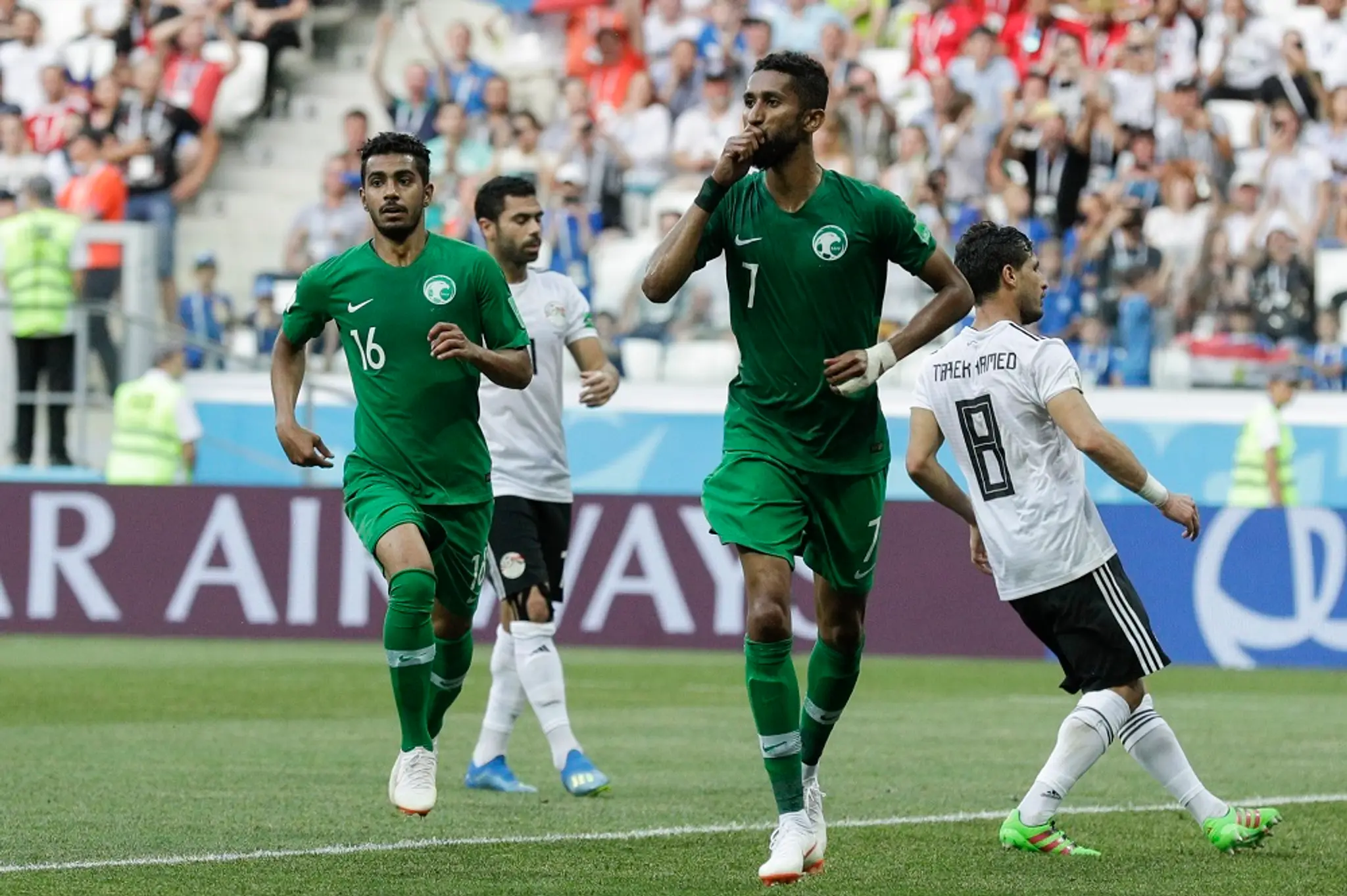 Saudská Arábia zdolala Egypt gólom v posledných sekundách nadstavenia.