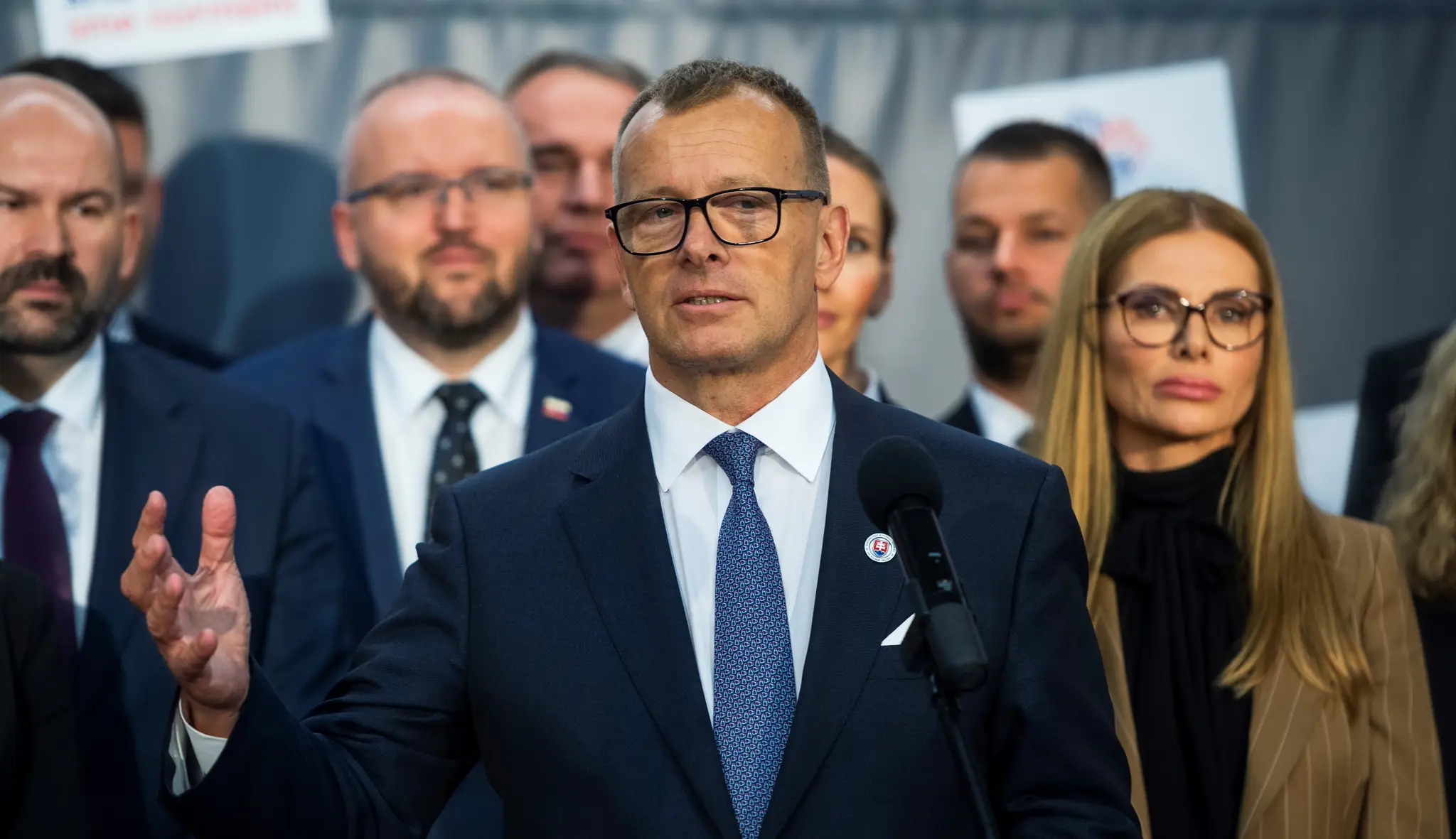 Boris Kollár na tlačovej besede po sneme.
