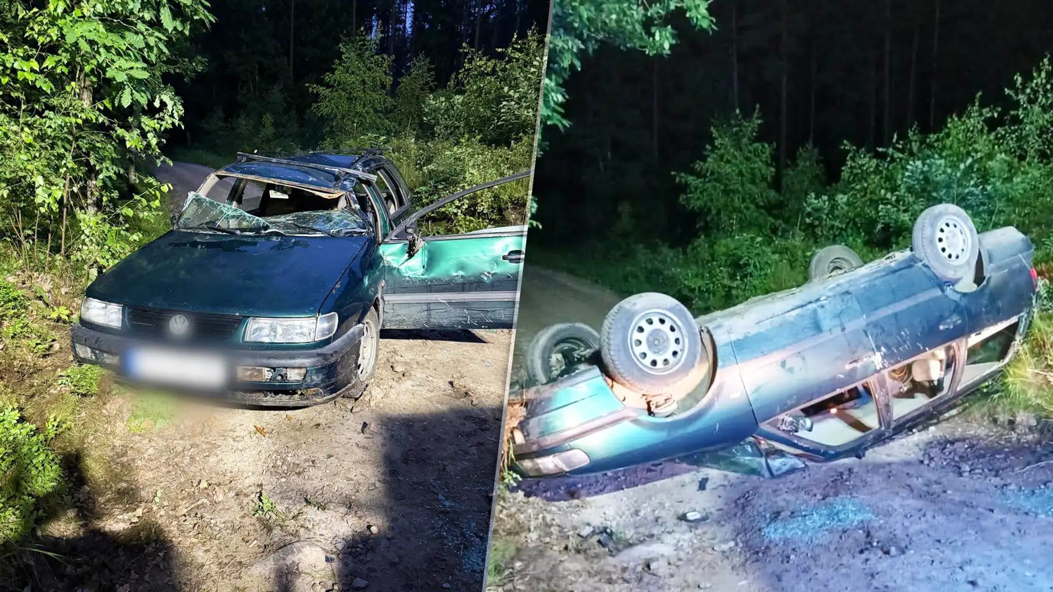 Prevrátené auto, na ktorom sa viezlo 9 ľudí