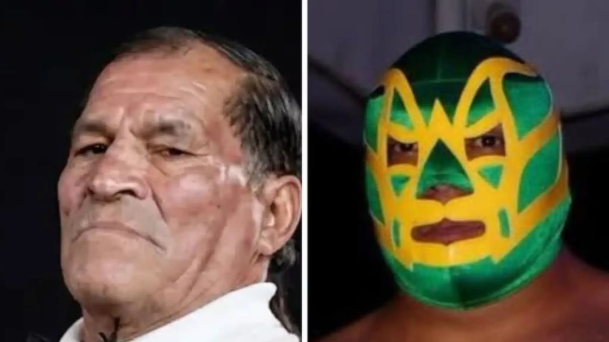 Rozhodca Gerardo Germán Pineda a zápasník Hijo de Fishman