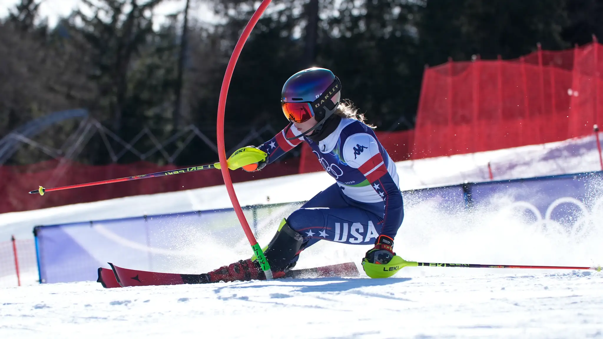 Americká lyžiarka Mikaela Shiffrinová počas 2. kola slalomu.