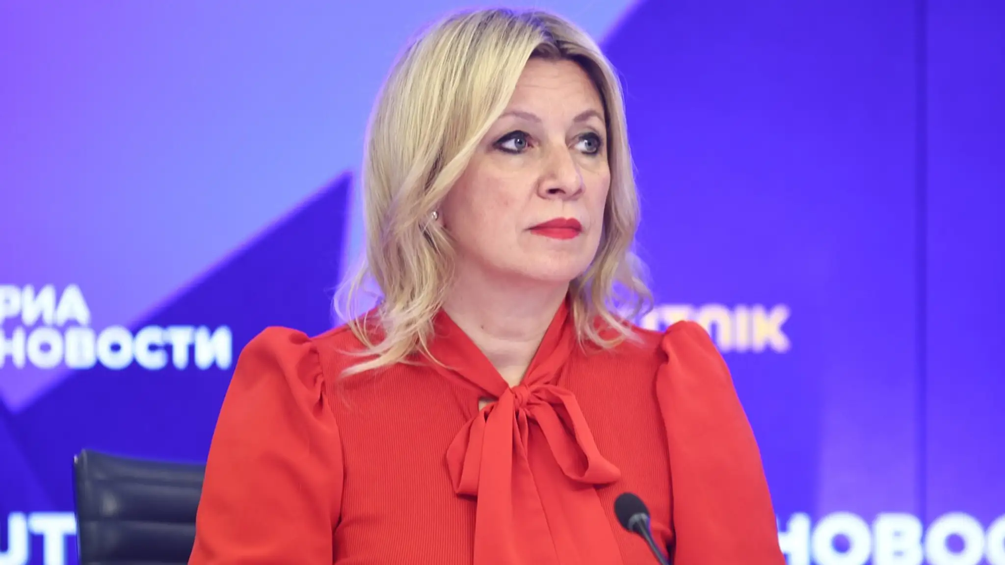 Hovorkyňa ruského ministerstva zahraničných vecí Maria Zacharovová. 