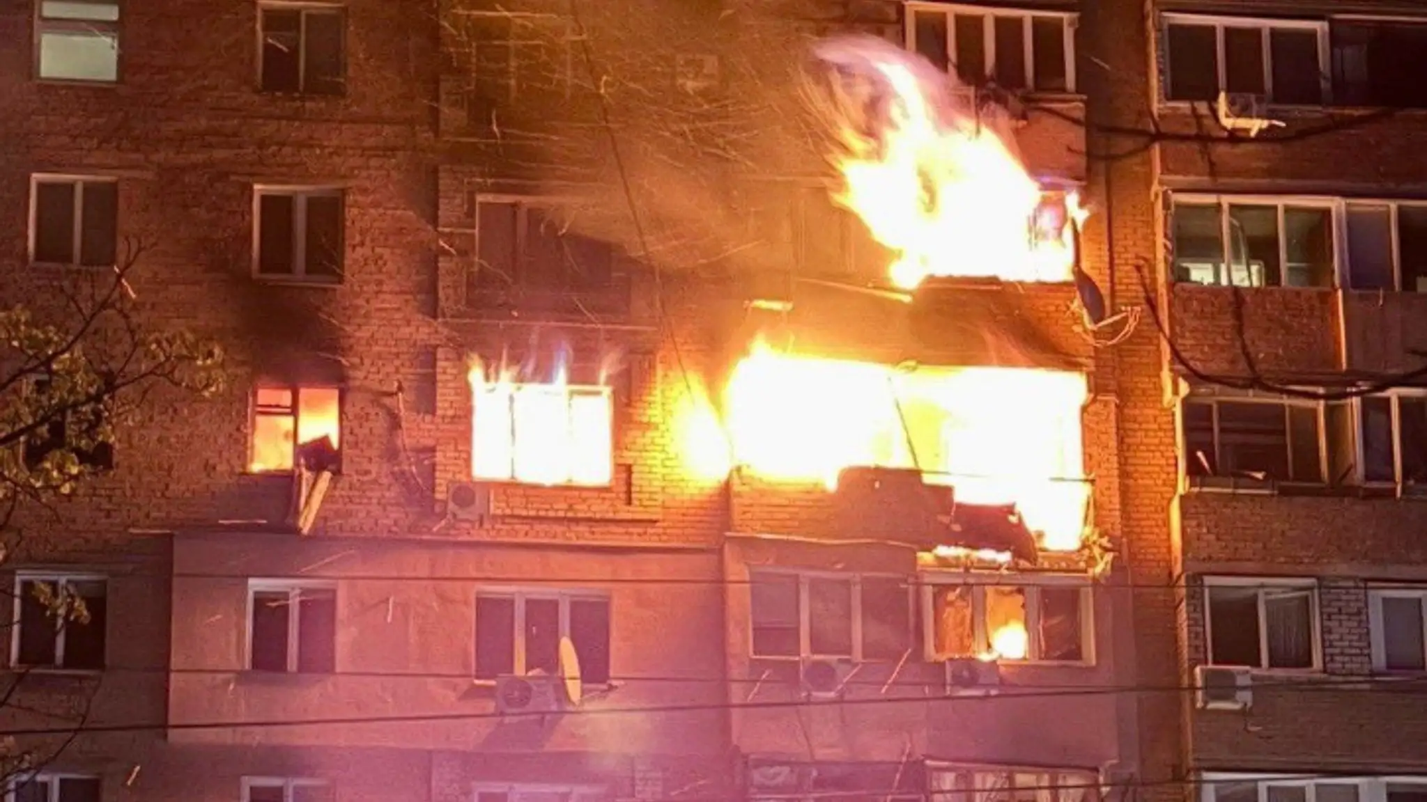 Horiaci bytový dom v Dnepre.