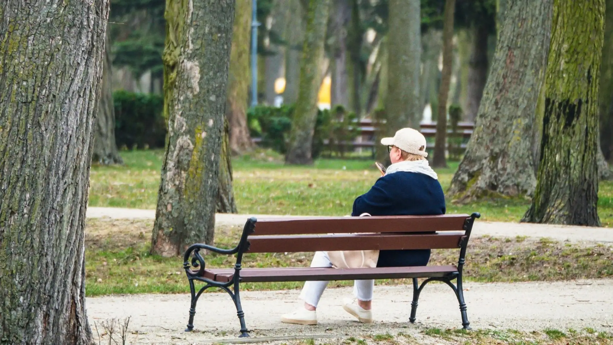 Seniorka, lavička, park (ilustračná snímka)