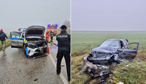FOTO: Čelná zrážka policajtov. Hliadka prešla do protismeru