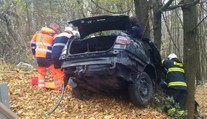 Pri Starej Turej vletelo auto do stromu, dvaja ťažko zranení