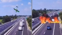 VIDEO: Na diaľnicu v Taliansku sa zrútilo lietadlo. Stroj sa po strmhlavom páde zmenil na ohnivú guľu