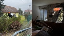 FOTO: Šialená jazda s dvoma promile. Vodič preletel plotom a nabúral priamo do steny rodinného domu