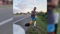 FOTO: Peši z Viedne do Brna rovno po diaľnici. Muža (29) neodradil ani zásah polície