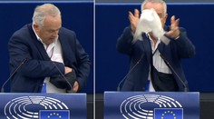 VIDEO: Radačovský v europarlamente vypustil holubicu. Počas prejavu ju držal v ľadvinke pod sakom