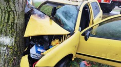 Vodič pri Senci narazil do stromu, z horiaceho auta ho vytiahol okoloidúci hasič