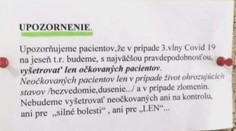 Ortopéd z Topoľčian oznámil, že počas tretej vlny vyšetrí len očkovaných. Takto to vysvetlil