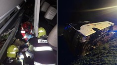 Prevrátený autobus na D1: Osem zranených, dvoch cestujúcich v zlom stave vynášali z vraku (FOTO)