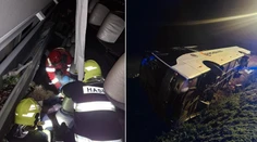 Prevrátený autobus na D1: Osem zranených, dvoch cestujúcich v zlom stave vynášali z vraku (FOTO)