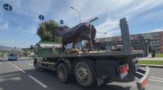 Netradičný náklad na slovenských cestách. Gigantický plechový býk prekvapil vodičov