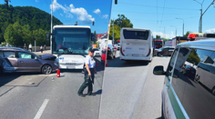 Zrážka autobusu s autom. Dopravná nehoda v Banskej Bystrici