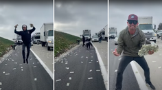 Šialenstvo na diaľnici v San Diegu: Ľudia zbierali rozletené bankovky