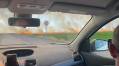 VIDEO: Neďaleko Levíc horelo pole. Niektorí vodiči sa neodvážili prejsť cez hustý dym