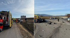 FOTO: Vážna nehoda v Mošovciach. Pri zrážke dvoch áut sa zranilo sedem ľudí, zasahoval vrtuľník