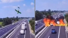 VIDEO: Na diaľnicu v Taliansku sa zrútilo lietadlo. Stroj sa po strmhlavom páde zmenil na ohnivú guľu