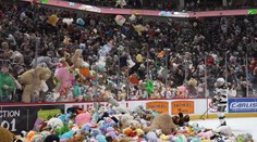 VIDEO: V AHL ľadovú plochu zasypali plyšové hračky. Dobročinná akcia priniesla prekonanie doterajšieho rekordu