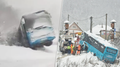 VIDEO: Desivé zábery z Liptova. Jeden autobus skončil mimo cesty, druhý sa stal neovládateľným