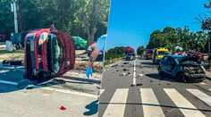 FOTO: Vážna nehoda pri Trebišove. Hlásia zranených, cesta je uzavretá