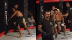 Bizarný záver súboja MMA: Bojovník sa po tvrdom K.O. vrhol na rozhodcu, ten ho uškrtil do bezvedomia