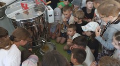 Mestské včely vydali svoj poklad. Školáci v Dubnici si vyskúšali stáčanie medu