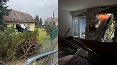FOTO: Šialená jazda s dvoma promile. Vodič preletel plotom a nabúral priamo do steny rodinného domu