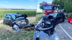 FOTO: Čelná zrážka na západe Slovenska. Zasahovali všetky záchranné zložky, privolali vrtuľník