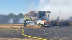 FOTO+VIDEO: Veľký požiar na východe Slovenska. Oheň pohltil kombajn aj pole s obilím