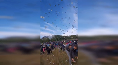 VIDEO: Známy český influencer vyhodil z vrtuľníka milión dolárov. Ľudia zbierali peniaze z poľa do igelitiek