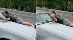 Muž na kapote svojho auta kričal o pomoc: „Zavolajte políciu, ukradol mi auto!“