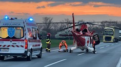 Vážna nehoda pri Dunajskej Strede, dieťa (9) bral vrtuľník. Po zrážke s kamiónom je zranená aj mama