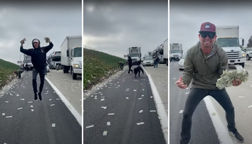 Šialenstvo na diaľnici v San Diegu: Ľudia zbierali rozletené bankovky