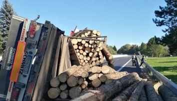 Na D1 na Liptove narazil kamión do zvodidiel a vysypal drevo