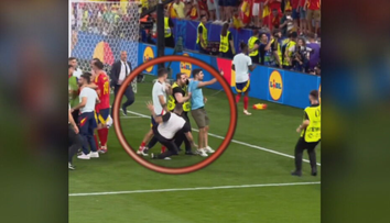 VIDEO: Bizarné zranenie pri oslavách Španielov. Moratu trafil padajúci usporiadateľ