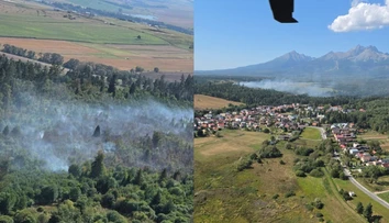 FOTO: Hasiči bojujú s požiarom pod Tatrami. Oheň zasiahol veľkú plochu, nasadili vrtuľník