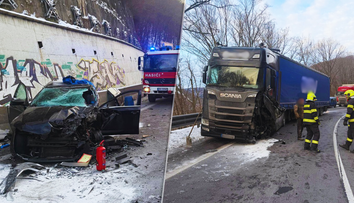 Vážna zrážka kamiónu a auta. Zasahoval vrtuľník, cesta je neprejazdná