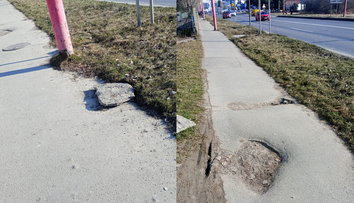 Dieťa spadlo do diery na chodníku v Ružomberku. Vieme o nej, reaguje mesto