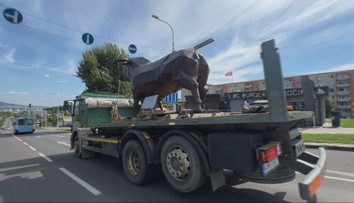 Netradičný náklad na slovenských cestách. Gigantický plechový býk prekvapil vodičov