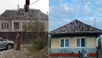 FOTO: Obrovské krúpy spôsobili v obci Senné pohromu. Zničili 50 striech aj autá