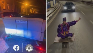 Virálny trend v Bratislave. Po cestách jazdia Aladin na lietajúcom koberci aj gauč na kolesách