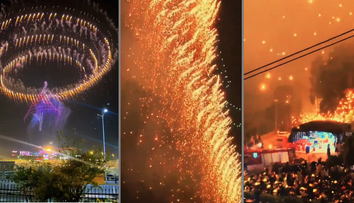 VIDEO: Veľkolepá svetelná šou sa zmenila na chaos. Divákov bombardovali horiace trosky dronov a pyrotechniky