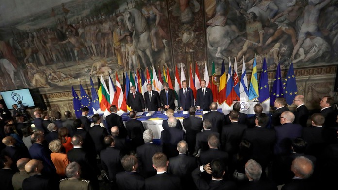 Lídri krajín európskej dvadsaťsedmičky na summite v Ríme.