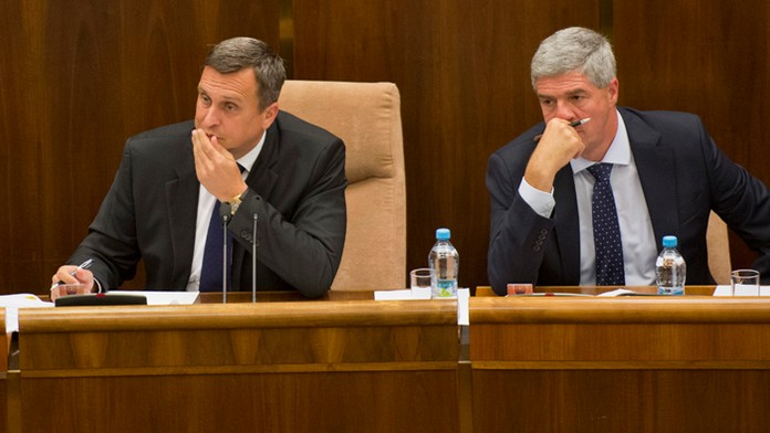 Predseda NR SR Andrej Danko a podpredseda NR SR Béla Bugár.