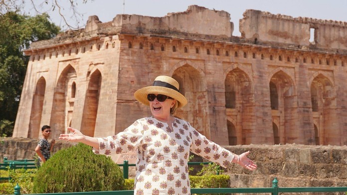 Hillary Clintonová počas návštevy Indie. 