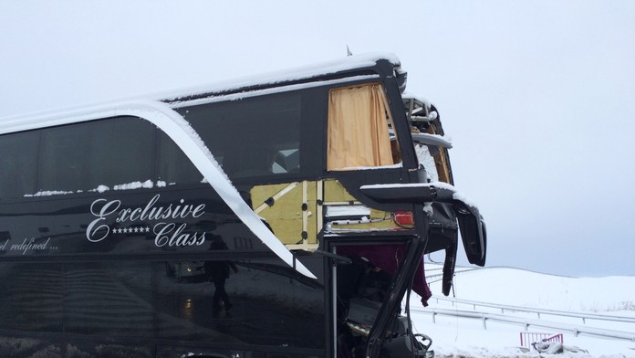 Havarovaný autobus na Spiši.