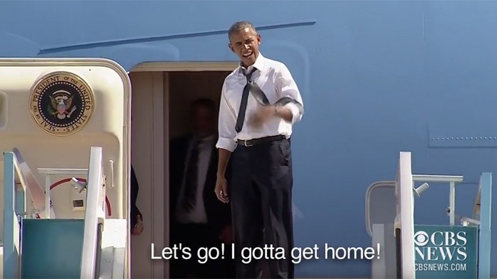 Barack Obama kričí na Billa Clintona.